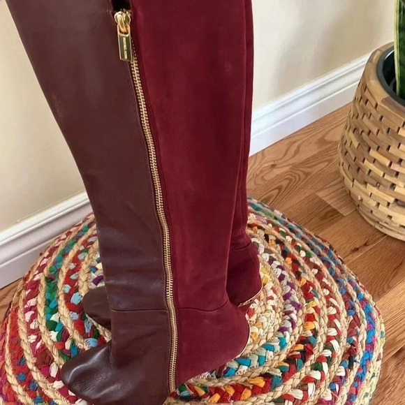 Michael Kors suede  leather burgundy heel boots - Picture 4 of 6